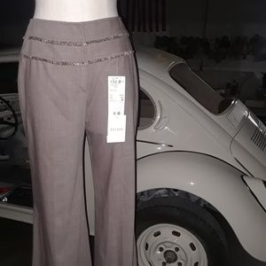 Escada Womans Dress Pants, Work Casual Slacks, Tan, Wool and Silk